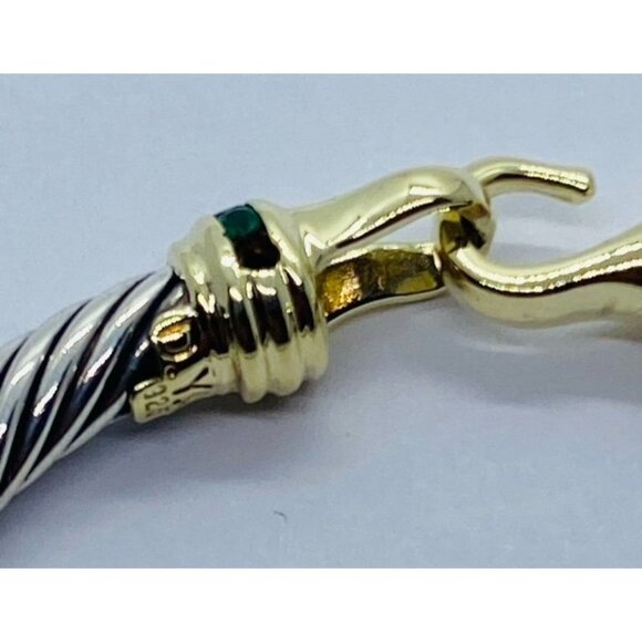 David Yurman Bracelet Sterling Silver & 14K Yellow Gold Emerald - Picture 8 of 9